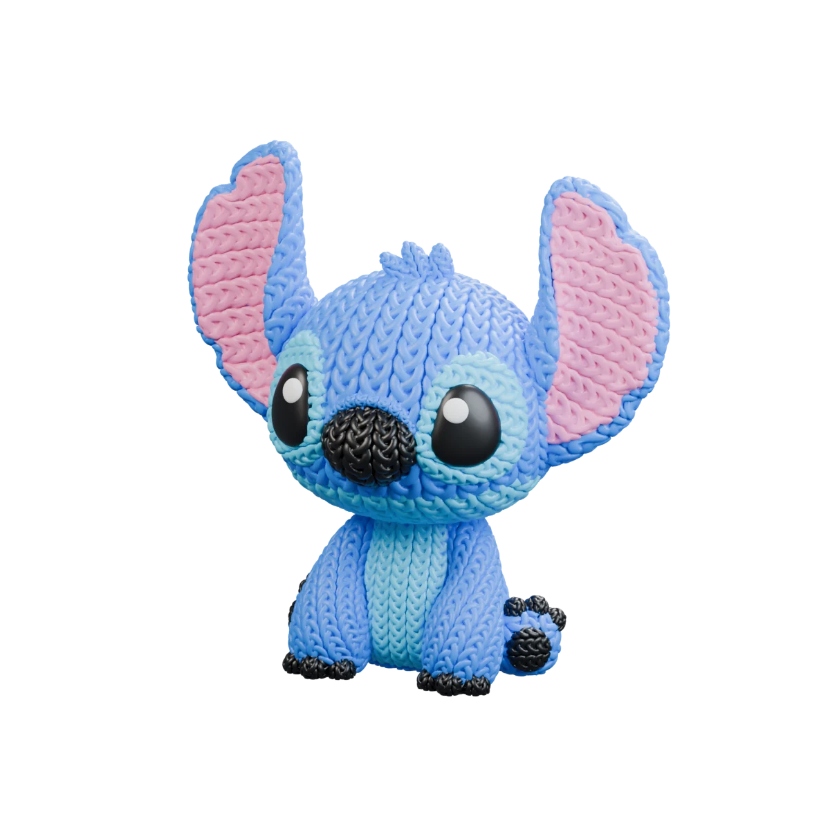 Blauwe zittende Stitch, digitaal studiobeeld